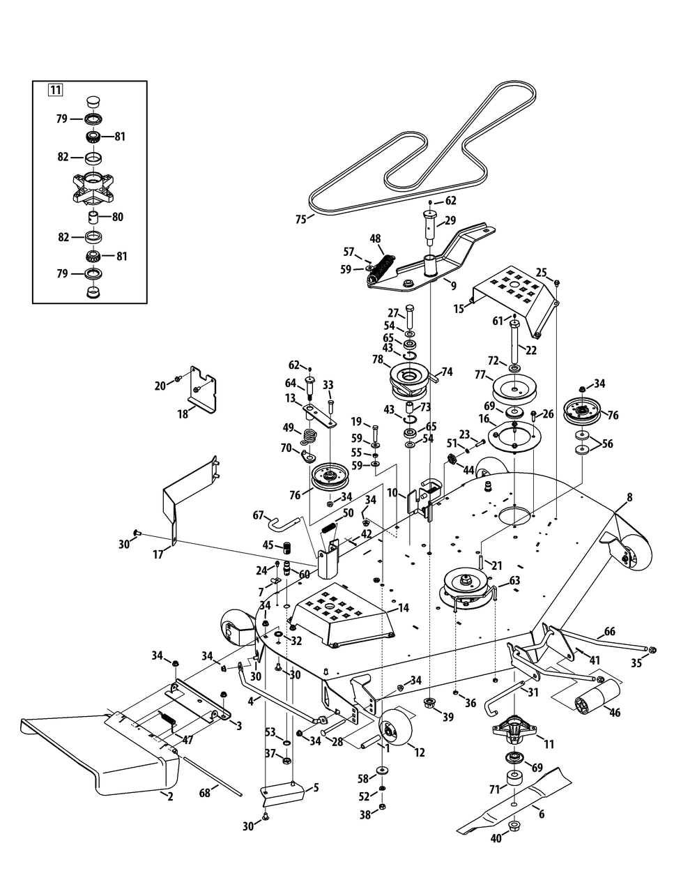 Mower Deck 54-Inch Fabricated Diagram and Parts List for 19A40016 (54Inch-100)(2012) Cub Cadet Lawn Tractor